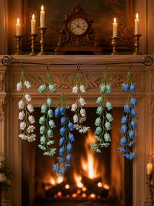 6pcs Artificial Lily Of The Valley Hanging Flower Strands, Bell-Shaped Windbell Garland With 15 Blooms For Wedding Ceiling Party Decor And Christmas Holiday Home Ornament - Multicolor - View 10