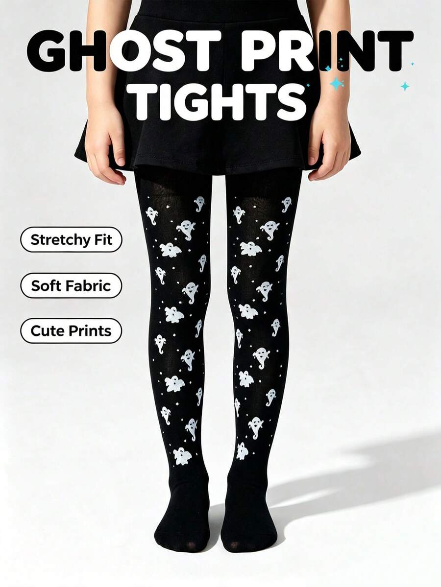 Halloween Spider Web & Pumpkin Pattern Children's Leggings Tights, Kids ...