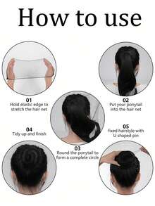 50 piezas/paquete Redecillas de cabello invisibles elásticas de 20 pulgadas, adecuadas para catering, moños de ballet, dormir, mujeres y pelucas - Negro - Ver 7