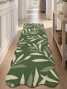 DAJIANG 1pc 3D Printed Woven Long Strip Rug, Leaf Pattern Vintage Green, Kitchen Rug, Long Hallway Runner, Floor Mat, Suitable For Bathroom, Kitchen, Outdoor Hallway, Bedroom, Living Room, Machine Washable, Easy To Clean, Non-Slip Entryway Rug, Bedroom Autumn Decor Accessory - Multicolor - View 8