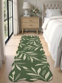 DAJIANG 1pc 3D Printed Woven Long Strip Rug, Leaf Pattern Vintage Green, Kitchen Rug, Long Hallway Runner, Floor Mat, Suitable For Bathroom, Kitchen, Outdoor Hallway, Bedroom, Living Room, Machine Washable, Easy To Clean, Non-Slip Entryway Rug, Bedroom Autumn Decor Accessory - Multicolor - View 5
