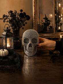 1 Skull Resin Statue Head Sculpture Skull Collectible Statue Halloween Decoration - Multicolor - View 9