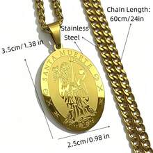 Grim Reaper Oval Pendant Necklace Unisex Stainless Steel Gold Scythe Skull Jewelry - Pendant Necklace - View 5