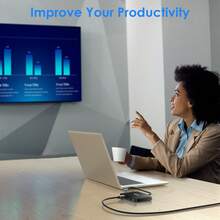 Adaptor USB 3.0 ke Dual Display 4K, Hub DisplayLink dengan 2x DP & 2x HDMI, Dukungan 5K, Untuk Laptop/Desktop, Windows/Ubuntu - View 4