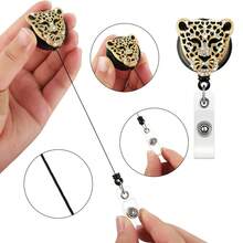 1PC/2pcs/4pcs Rhinestone Leopard Head Retractable Badge Reel Keychain, Adjustable Length, Hard Shell ID Holder Clip For Bus Card, ID Card, Work Badge, Student ID, Exhibition Pass, Event Party ID Card Holder - Leopard Head - View 5