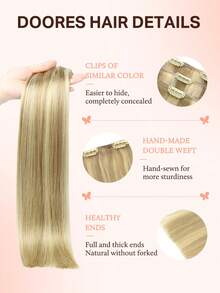 DOORES 100% Human Hair Clip In Hair Extensions, 112g 7pcs 14-24 Inch Light Blonde Highlights, Fast 5 Mins Installation For Daily Wear, Natural Adding Volume To Thin Hair - S16/22A - View 3