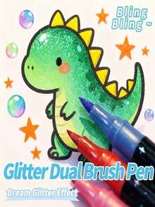 48 Colors Professional Dual-Tip Glitter Markers Set, Water-Based Ink Quick-Drying, Full Coverage Fine Tip, Suitable For Scrapbooking, Card Making, Journaling, Art Supplies For Artists - Multicolor - View 8