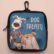 1pc Zippered Dog Training Treat Bag, Polyester Pet Treat Pouch With Transparent Side, Single-Sided Print Portable Hands-Free Storage Bag, Suitable For Dog Walking And Outdoor Training - Multicolor - View 2