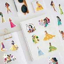 52pcsDisney Cute Cartoon Mixed Princess Stickers DIY Diary Notebook Computer Luggage Skateboard Graffiti Stickers Snow White Classic Stickers Phone Decoration Stickers Suitable For Scrapbook Photo Album School Supplies - Multicolor - View 4