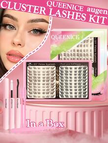 Queenice Cluster False Eyelashes Gift Box Kit, Brown Black Manga Fox Style Natural Individual Segment Lashes, Soft Lightweight Reusable DIY Eye Lashes, Easy To Apply Cosplay & Daily Eye Makeup Decor, Great Halloween Birthday Holiday Gift For Ladies - Multicolor - View 2