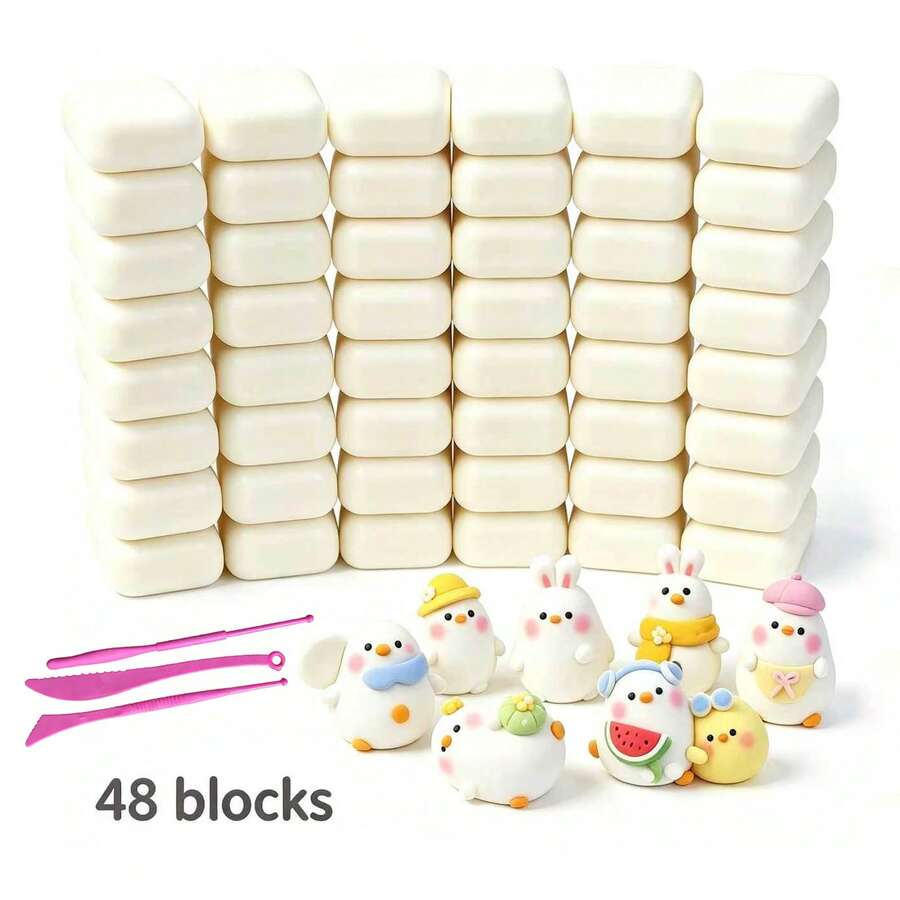 24/36/48 Packs White Foam Magic Modeling Clay For Kids DIY Crafts, Christmas Artwork - Solid Color - View 1