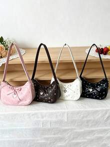 1PC Ditsy Floral Shoulder Bag, Casual Minimalist Elegant, Zipper Design, Adjustable Shoulder Strap, Suitable For Daily Outings, Travel, Can Easily Hold Daily Essentials, Versatile Item, Suitable For Various Styles And Occasions. - Multicolor - View 2