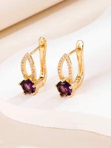 1 Pair Elegant High-End Hollow Teardrop Zirconia Ear Cuffs Hoop Earrings For Women, Multi-Color Versatile For Party, Banquet, Date - Earrings - View 19