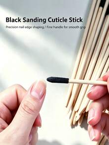 ART LALIC 20/50pcs Double-Ended Wood Sticks Black Sanding Cuticle Stick Multi-Purpose Manicure Tool For Nail Filing, Dead Skin Removal, Rhinestones Picking - Multicolor - View 3