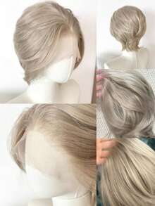 Tóc giả ngắn 13*1 Lace Front, tóc giả sợi tổng hợp 12 inch chưa tạo kiểu, phù hợp để luyện tập tạo kiểu tóc giả, làm tóc giả cho người mới bắt đầu, cosplay cho người mới bắt đầu, nhiều màu sắc, Halloween - Nhiều màu - Xem 4