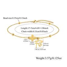 1pc New Fashion Cross Initial Fe Pendant Golden Stainless Steel Bead Chain Bracelet For Women - Yellow Gold - View 2