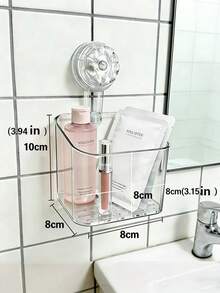 1PC Transparent Non-Perforated Hook, Traceless Adhesive Hook, Bathroom And Kitchen Storage Box, Cosmetics Storage, Skin Care Products Storage, Beauty Tools Storage, Toiletries Storage Box, Multi-Functional Storage Box - A - View 6