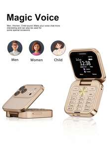 2026 NEW SERVO I18 Pro Flip Mobile Phone 2G GSM 1.77" Type-C Call Recording Magic Voice Blacklist Dual SIM Cute Fold Cellphone - Orange - View 5