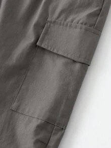 mini bala Unisex Baby Kids Straight‑Leg Cargo Pants New Autumn Loose Comfortable Long Trousers - Morning Gray - View 7