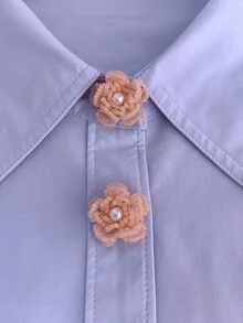 1pc/2pcs Elegant Handmade Beaded Flower Shirt Button Covers, Clip-On Button Covers, Fashion Crystal Cufflink Covers - Coral Pink - View 4