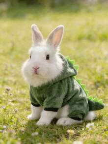1pc Dinosaur Pattern Vest, Cute Dinosaur Design Spring/Autumn Warm Sweatshirt, Rabbit Pet Accessories, Rabbit Pet Supplies, Rabbit, Rabbit Pet Accessories, Rabbit Pet Supplies, Valentine's Day - Multicolor - View 2