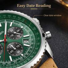 1pc Men's Casual Date Chronograph Quartz Watch, Waterproof Luminous Business Wristwatch, Suitable For Daily Life, Work, Fashion Gift, Souvenir - Multicolor - View 6