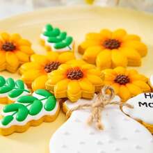 1pc/2pcs Flower Bouquet Cookie Cutter Set, Sunflower Vase Leaf Tag Embossing Baking Molds For Floral DIY Dessert & Handmade Gift Box - View 6