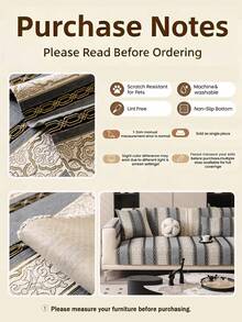 1pc European Style Chenille High-Precision Jacquard Sofa Cushion, Sofa Cover, European Luxury, Premium Texture, Decorative Sofa, Sofa Protection, Cat Scratch Resistant Pet Friendly, Fashion Home, All Season, Suitable For Single-Four Person Sofa, Bohemian, Bedroom, Living Room, Study, Office, Car, Outdoor, Clubhouse, Party, Sofa Cover - Grey - View 2