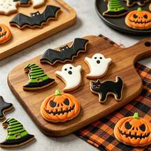 4/5Pcs Halloween Stainless Steel Cookie Cutter Set, Pumpkin Ghost Witch Hat Cat Shaped Molds, Multi‑Purpose Baking Tools For Biscuit, Fondant, Clay & DIY Halloween Party Crafts - View 8
