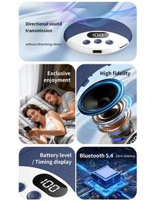 Compact Mini Wireless Pillow Speaker, 360° Surround Stereo Bluetooth 5.4 High-Fidelity Dynamic Sound Effects Wireless Music Player, Multiple White Noise Sound Effects Selectable - View 10