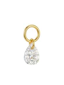1Pc 925 Sterling Silver Gold Tone Teardrop Zirconia Dangle Charm Detachable Pendant For Hoop Earrings Hypoallergenic Perfect For Layering Daily Wear - Gold - View 5