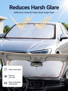 1pc Windshield Sunshade For Heat Fab Foldable Heat Insulation ,Foldable,Convenient Sunscreen Sun Shade Front Window Set Camp Automotive Sun Protection Sunshades Windshield Sunshades Car Accessories Car Interior Accessories Car Hanging Ornaments - A - View 6