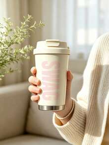 Miniso Fresh Cartoon Outdoor Home Supplies Portable Hanging Rope Water Bottle Large Capacity Insulated Cup Cute Style Student School Use Suitable For Cup Holder, Insulated Cup, Rubber Base, Unisex Gift - White - View 5
