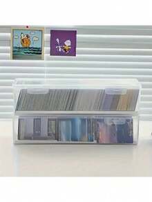 2pcs 6-Compartment Transparent Plastic Storage Containers With Flip Lid Design, Suitable For Storing Business Cards, Game Cards, Craft Supplies And Small Parts, Durable Divided Practical Box, Suitable For Office Desk And Tool Room Use - Pink - View 8