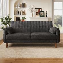 Sofa Made Of Chenille With Storage Space Saving Solid Wood Grey For Living Room And Lounge - Dark Grey 2 Seat - View 1