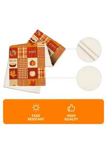 1 Pc Thanksgiving Patchwork Turkey Pumpkin Maple Leaf Fall Table Runner Washable Suitable For Outdoor Indoor Party Kitchen Home Dining Table Center Can Be Used For Living Room Rectangular Dining Table Restaurant Decoration - Orange - View 7
