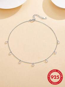 1pc S925 Sterling Silver Delicate Minimalist Luxury Gentle Rhinestone Pendant Bracelet For Women, Personalized Fashion Elegant Elegant Cool Aesthetic Ins Artistic Style Niche Jewelry, Daily Commute Date Outfit Romantic Atmosphere Sparkling Exquisite Wrist Accessory, Gift For Girlfriend Best Friend Holiday - Diamond - View 3