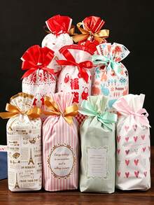 Christmas Gift Bags With Gold Ribbon, Reindeer And Tree Pattern Candy Bags, Suitable For Holiday Party Gifts, Small Gift Packaging, Christmas Stocking Fillers, Christmas Party Gift Decoration Supplies - Multicolor - View 10