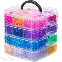 Kit DIY de Contas Soltas para Miçanga Artesanal 3 Camadas/4 Camadas/5 Camadas, Contas Acrílicas Multicoloridas Populares com Furo Grande Tipo Barril e Contas Pony, Cores Arco-Íris - Três camadas, 2700 peças - Visão 6