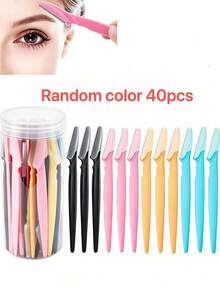 60-Piece Eyebrow Trimmer And Razor, Exfoliating Shaving Tool, Body Hair Removal Trimmer And Facial And Set, Long Handle Blade With Precision Protective Cover, Women's Eyebrow Shaping Tool, Suitable For Daily Or Travel Use., Face Razor - Multicolor - View 1