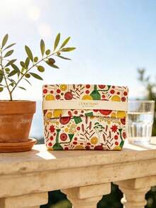 L'Occitane 帆布印花翻蓋化妝包 便攜旅行化妝收納袋 日常使用 度假 生日 節日女性禮物 LOCCITANE‑GIFT‑66 - 黃色+白色 - 查看 3