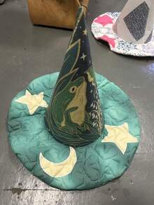 Vintage Handmade Quilted Frog Witch Hat, Halloween Costume Accessory, Suitable For Theme Parties And Holiday Gifts - Multicolor - View 8
