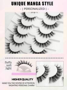 Asiteo 6 Pairs Wispy Cat Eye False Eyelashes, Natural Look Transparent Band Lashes,Kittern Eye,Eye Tail Elongation Lashes ,For Used Daily Makeup Extension Reusable,For Daily Life&Dating&Party, Makeup Use - Black - View 5