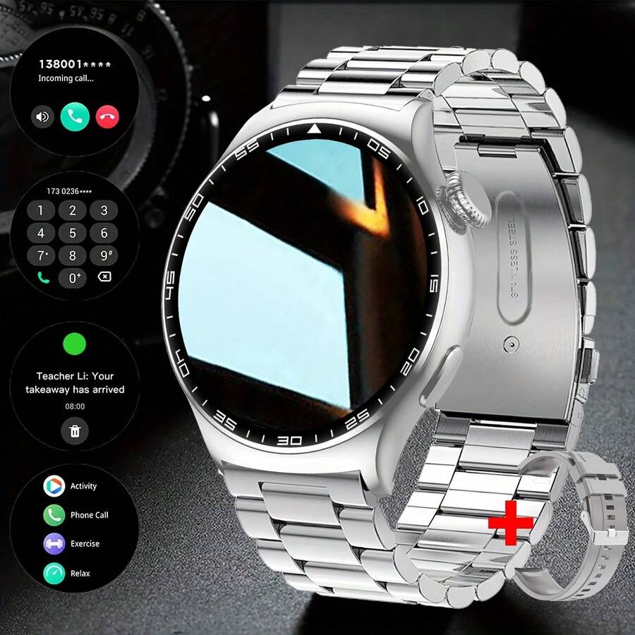JIDITECH Reloj inteligente con llamadas inalámbricas, pantalla TFT HD 360*360, función de llamada inalámbrica 5.3, responde y haz llamadas directamente, recordatorio de notificaciones de mensajes, más de 100 modos deportivos, graba con precisión la carrera, el ciclismo, el fitness y otros datos deportivos - Plata - 2 correas - Ver 1