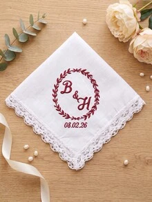 1pc Personalized Bride Wedding Handkerchief, Custom Text Hankerchief, Custom Keepsake Handkerchief For Wedding Bridal Party Gift - Multicolor - View 10