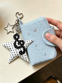 Star Coin Purse, Music Element Hanging Short Wallet, Headphone Storage Bag, Wave Keychain, Girl's Accessory, With Detachable Keychain - Multicolor - View 6