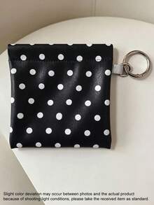 1pc Simple Polka Dot Data Cable Storage Bag, PU Leather Portable Mini Zipper Coin Purse With Keyring, Small Card Holder Wallet, Pocket Organizer For Earphones, Cosmetic Accessories, Multi-Color Casual Mini Bag, Travel Daily Carry Storage Pouch For Women - Multicolor - View 9