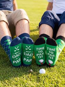 2 Pairs Men's Golf Fashion Fun Theme Mid-Calf Socks, Business Casual Sports Daily Versatile, Suitable For Daily Wear, Sports, Gifts - Multicolor - View 4
