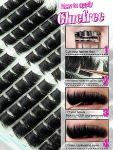 120pcs Thick Black Natural False Eyelashes, 200D Eyelash Clusters, 3D Fluffy, Easy To Create Thick Big Eye Effect, Suitable For Stage, Christmas, Halloween And Other Occasions - D - View 8