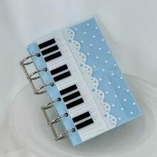 Aesthetic 3D Piano Pattern A7 Ring Binder Cover, Pearl Lace Decorated Loose Leaf Shell, DIY Scrapbook Making Accessories - A - View 9